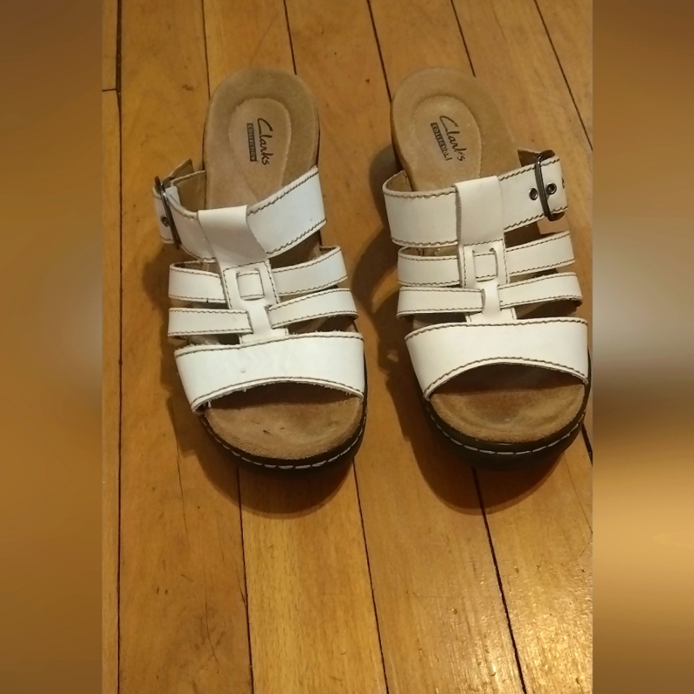 Clarks White Strappy Sandals
